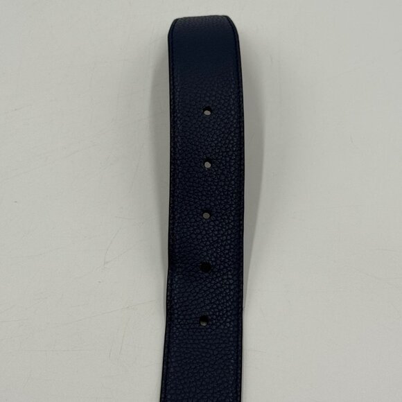 BALLY Reversible Leather Belt Sz 110/44 Blue Black Solid Silver Buckle READ - Picture 6 of 9
